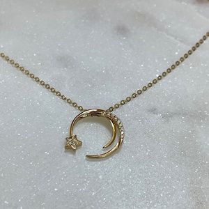 14K Yellow Gold Shooting Star Diamond Necklace 1.8g